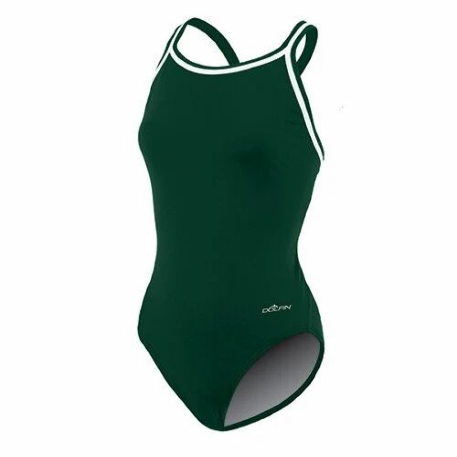 Swimsuits * | Swimsuits Womens Dolfin Team Solid Dbx Back One Piece Swimsuit Forest