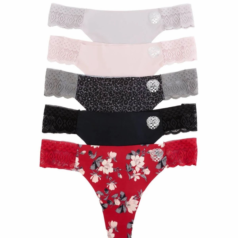 Underwear * | Underwear Womens Vince Camuto 5Pk. Thong Panties With Lace Vco83305B