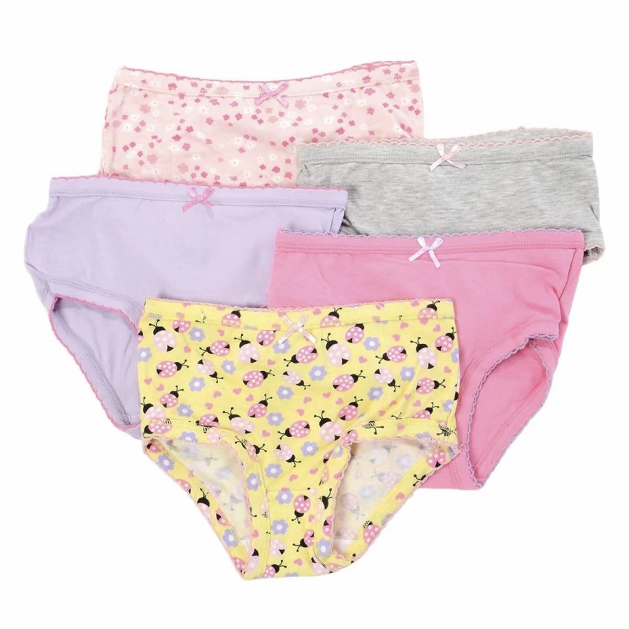 Underwear * | Girls (4-6X) Rene Rofe 5Pk. Pretty Pearl Brief Underwear