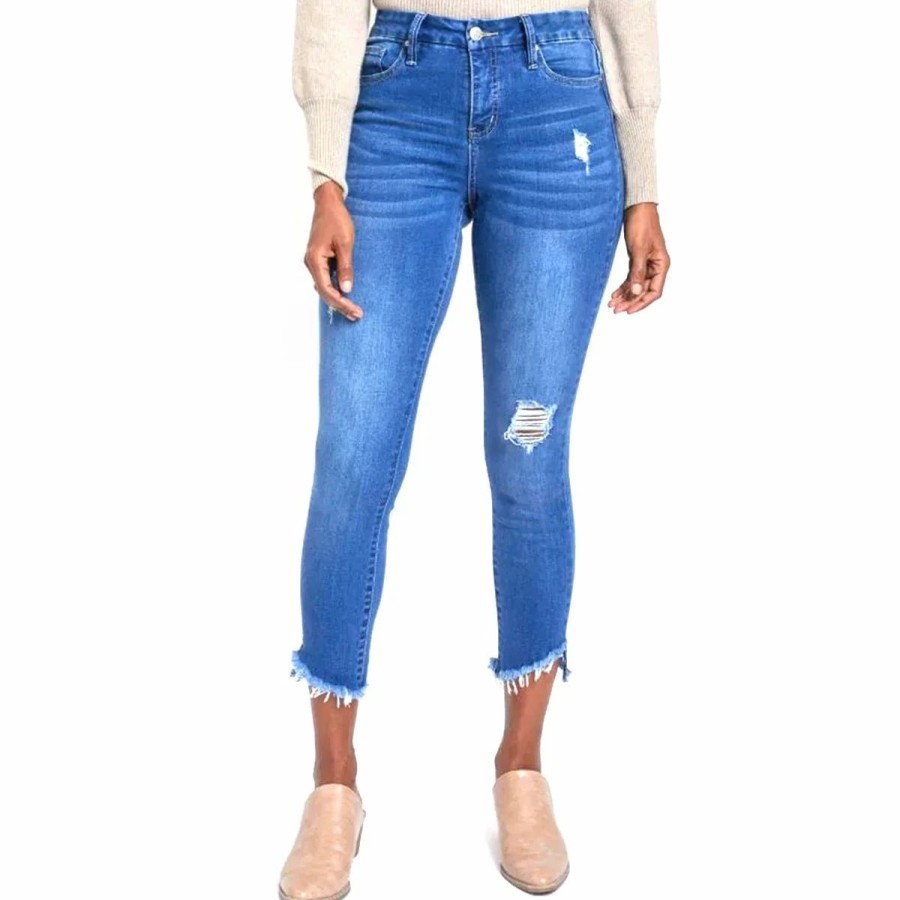 Jeans * | Womens Royalty Curvy Fit One Button Slanted Ankle Jeans