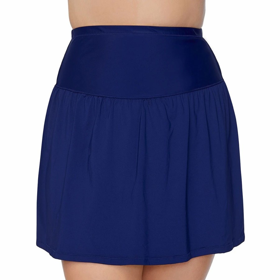 Swimsuits * | Swimsuits Plus Size Leilani Solid Control Swim Skirt