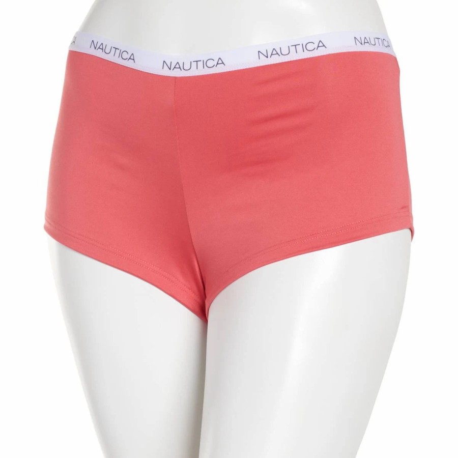 Underwear * | Underwear Plus Size Nautica Micro Boyshort Panties Nt9695Bn