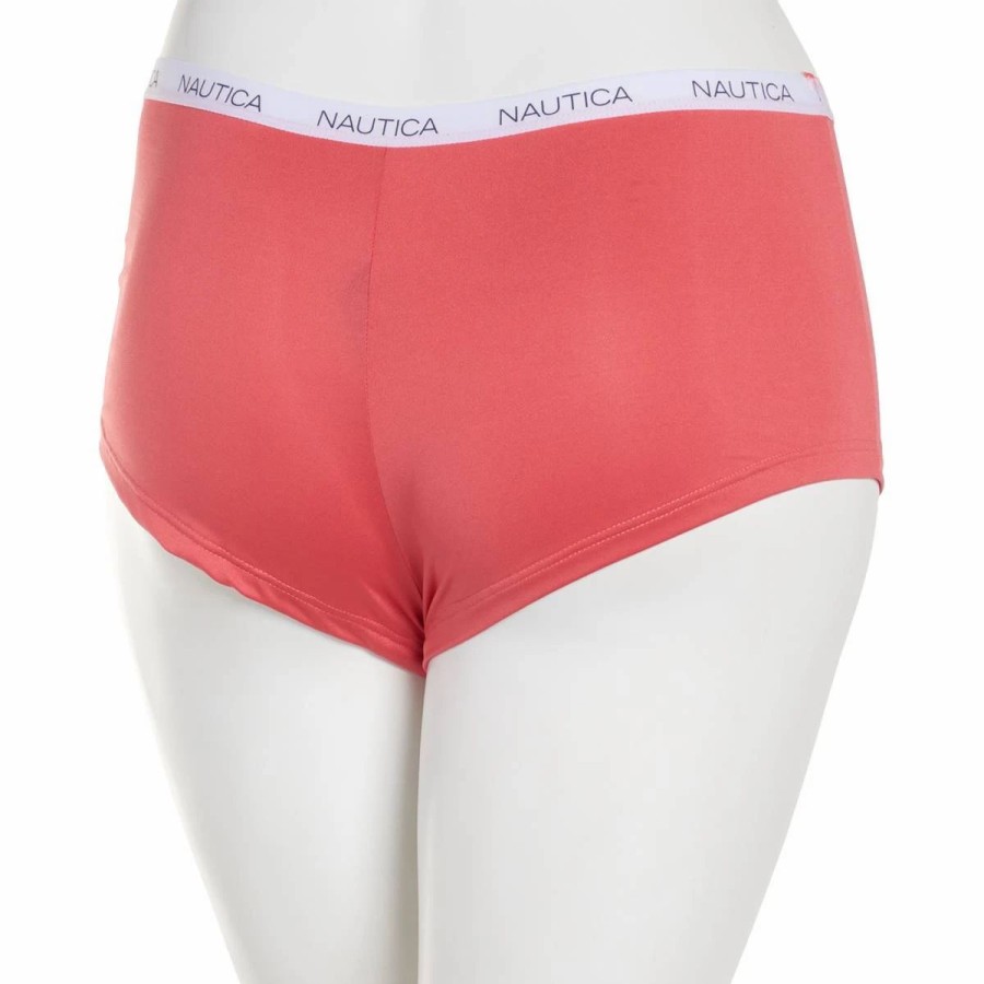 Underwear * | Underwear Plus Size Nautica Micro Boyshort Panties Nt9695Bn