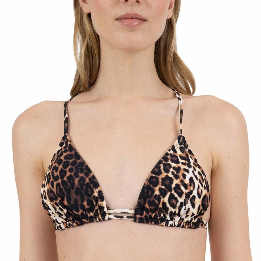 Swimsuits * | Swimsuits Juniors Cyn & Luca Luxe Leopard Tess Triangle Top