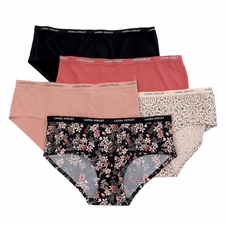 Underwear * | Underwear Womens Laura Ashley 5Pk. Nylon Laser Hipsters Ls9506-5Pkbe