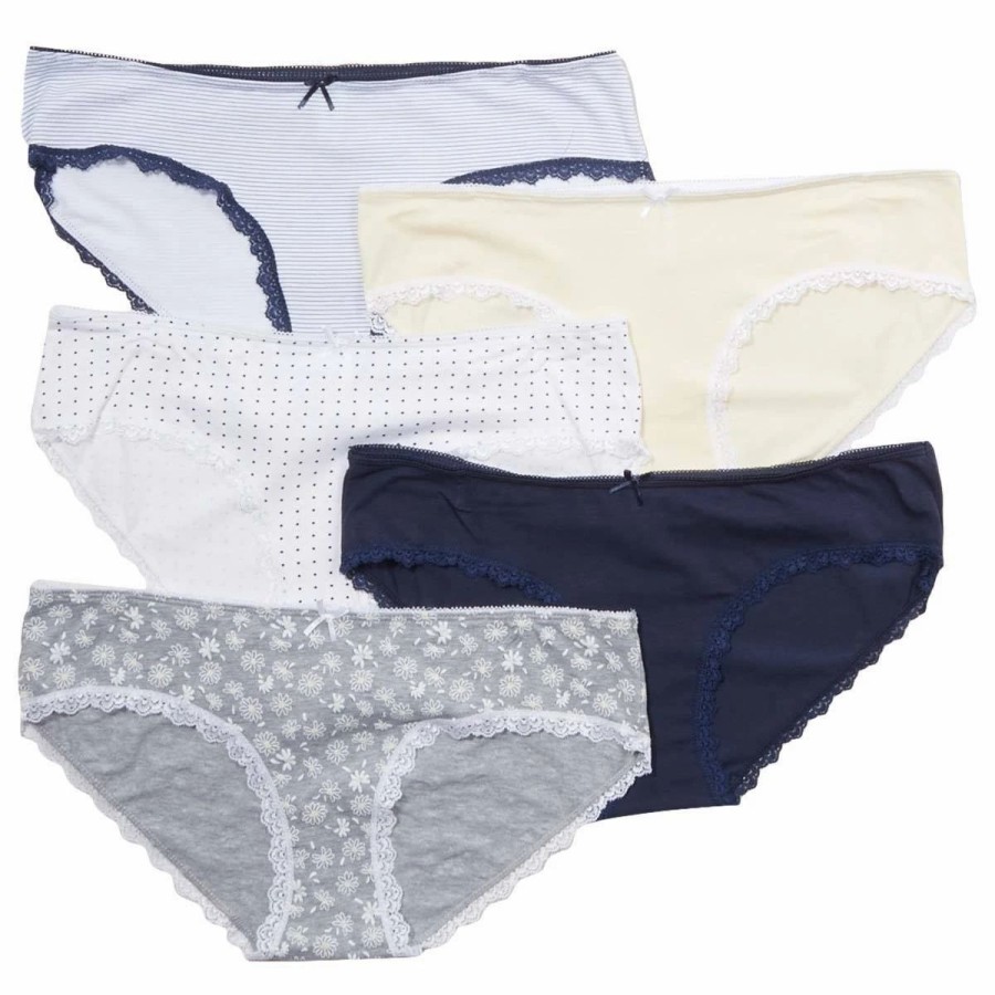 Underwear * | Underwear Womens Laura Ashley 5Pk. Cotton Bikini Panties Ls8135-5Pkag