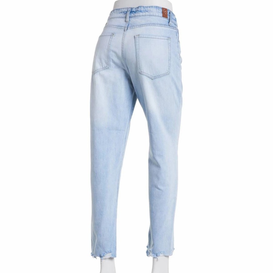 Jeans * | Juniors Gogo Jeans High Waist Mom Jeans With Ankle Deconstruction