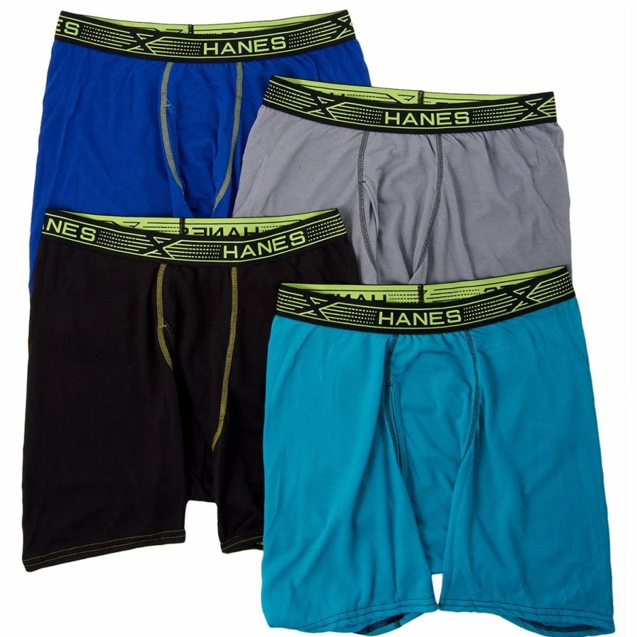 Underwear * | Underwear Mens Hanes 4Pk. X-Temp Breathable Boxer Briefs