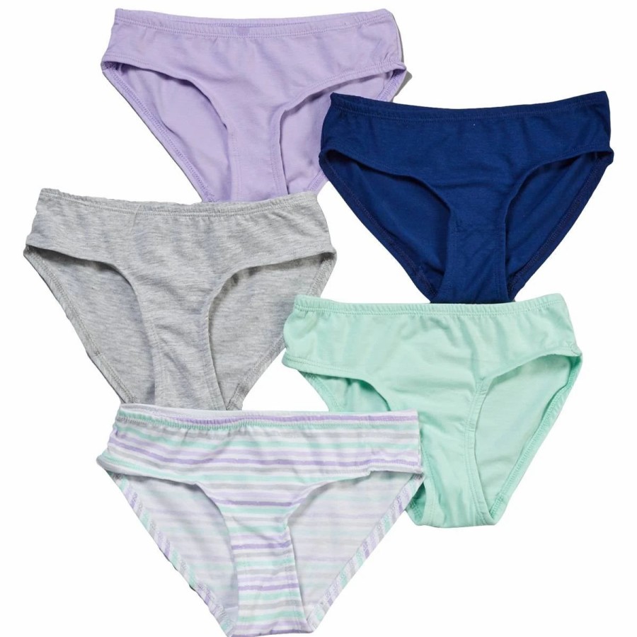 Underwear * | Girls (7-16) Rene Rofe Julianna 5Pk. Stripe Bikini Underwear