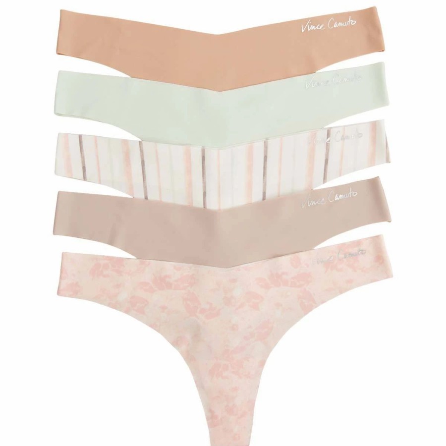 Underwear * | Underwear Womens Vince Camuto 5Pk. Vc Elastic Trim Thong Panties Vco83282E