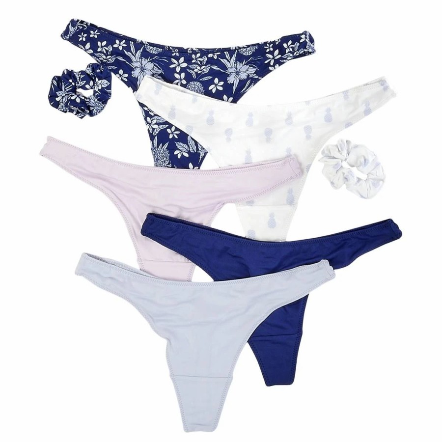 Underwear * | Underwear Womens Rene Rofe 5Pk. Thong Panties With Scrunchie