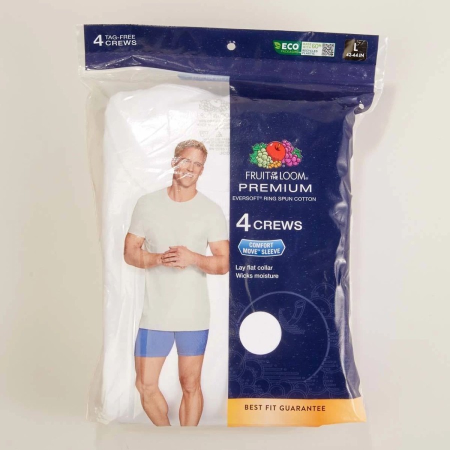 Underwear * | Underwear Mens Fruit Of The Loom 4Pk. Crew Neck T-Shirts