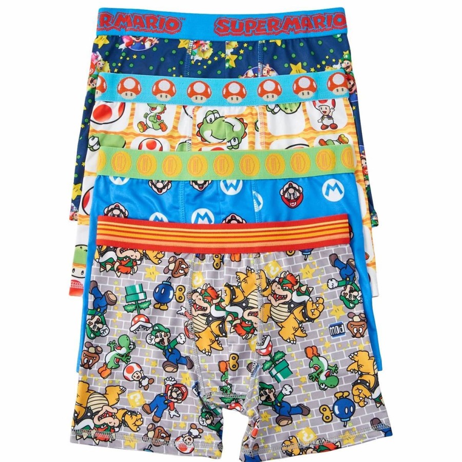 Underwear * | Underwear Boys Handcraft Mario 4Pk. Boxer Briefs