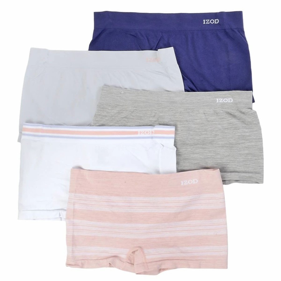 Underwear * | Underwear Womens Izod 5Pk Classic Seamless Boyshort Panties