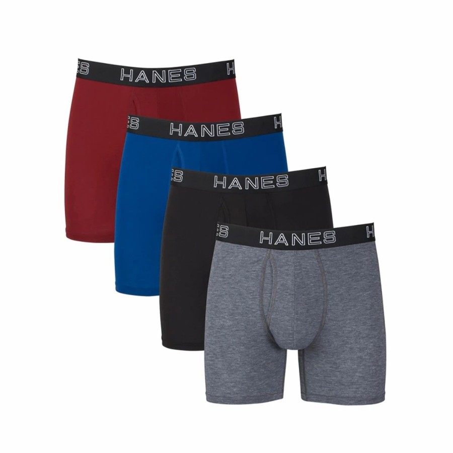 Underwear * | Underwear Mens Hanes 4Pk. Comfort Fit Pouch Pocket Boxer Briefs