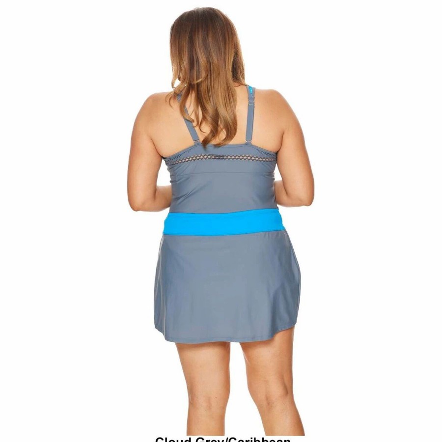 Swimsuits * | Swimsuits Plus Size Free Country Belted Swim Skirt With Contrast Brief