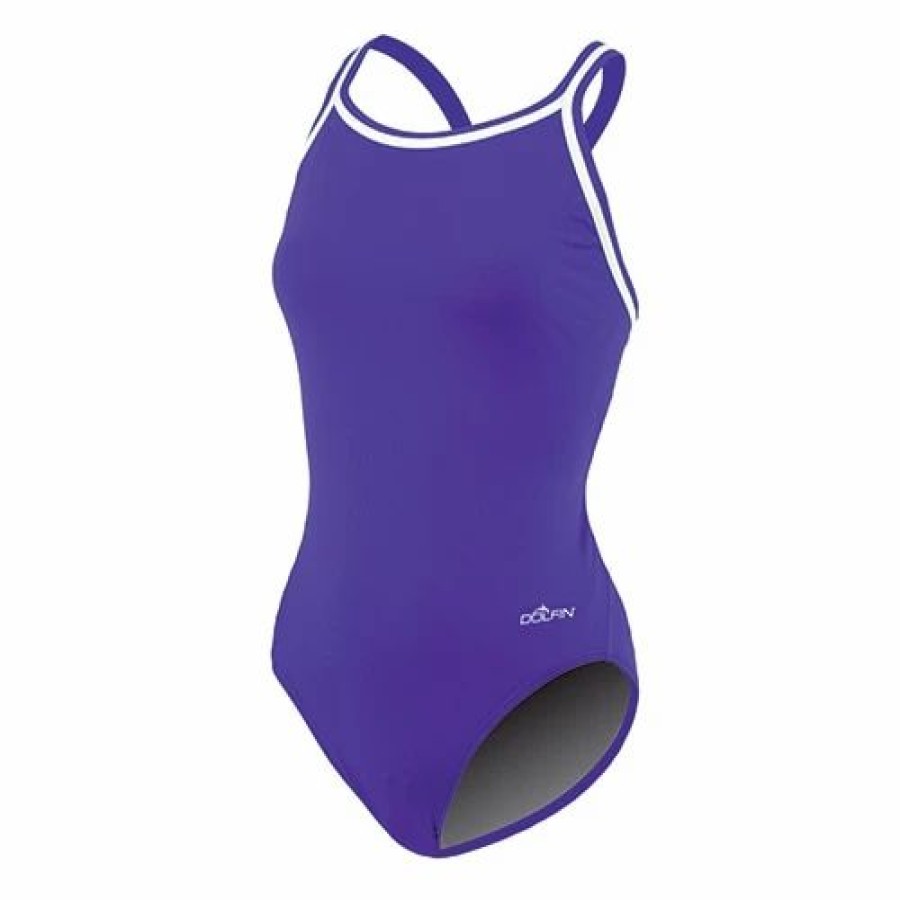 Swimsuits * | Swimsuits Womens Dolfin Team Solid Dbx Back One Piece Swimsuit Purple