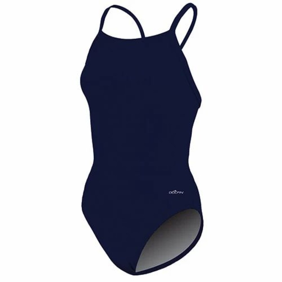 Swimsuits * | Swimsuits Womens Dolfin Team Solid V2 Back One Piece Swimsuit Navy