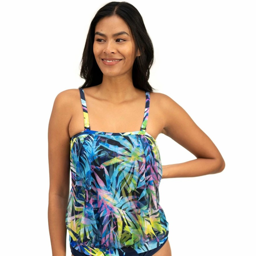 Swimsuits * | Swimsuits Womens Del Raya Prismatic Jungle Blouson Tankini Swim Top