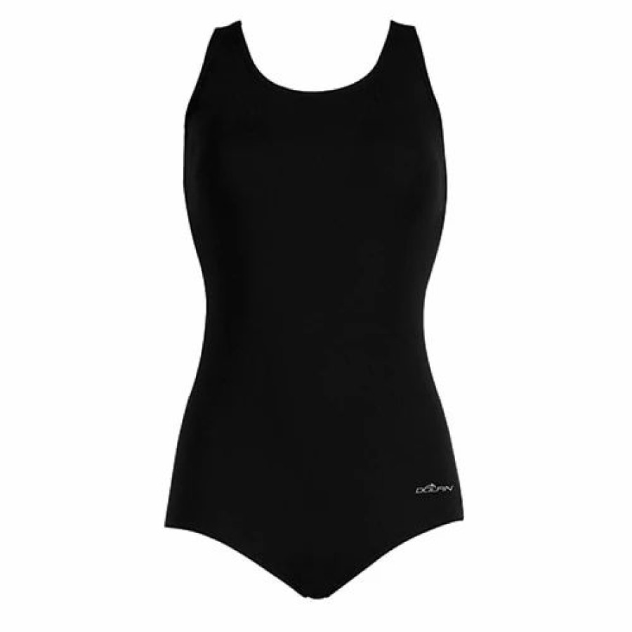 Swimsuits * | Swimsuits Womens Dolfin Conservative Lap One Piece Swimsuit Black