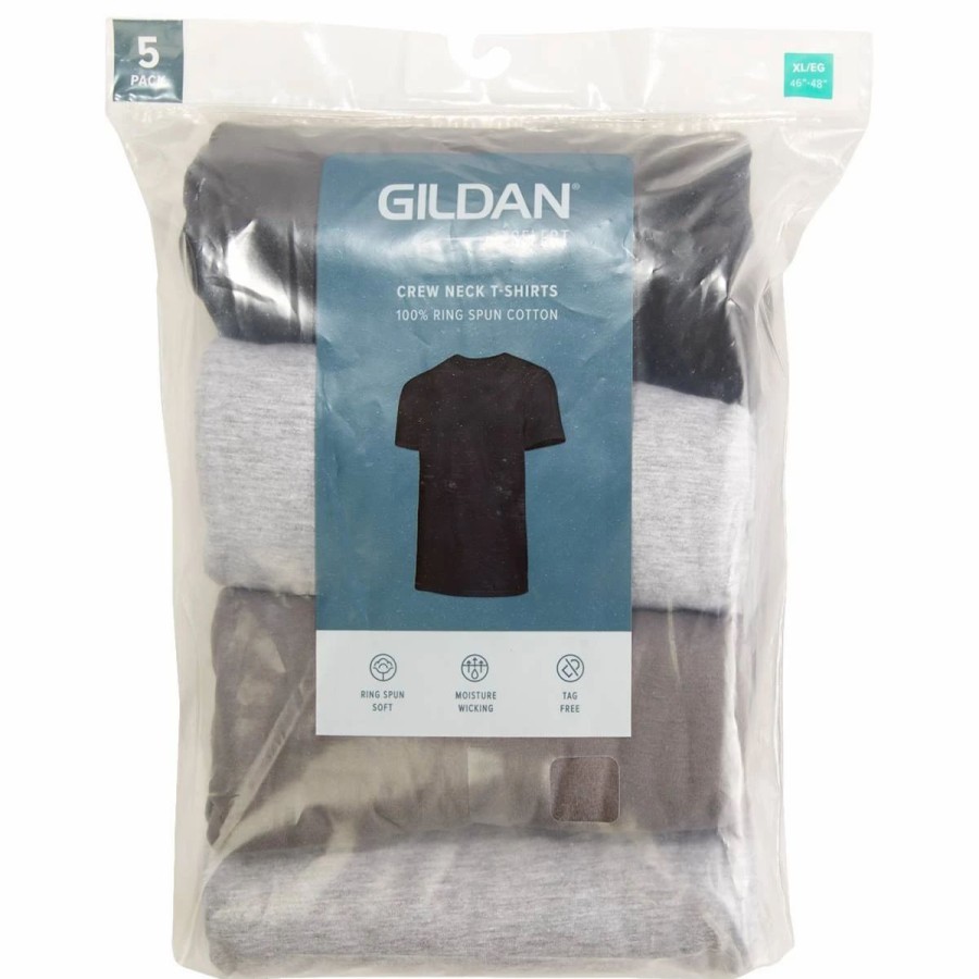 Underwear * | Underwear Mens Gildan 5Pk. Black Crew Neck T-Shirts