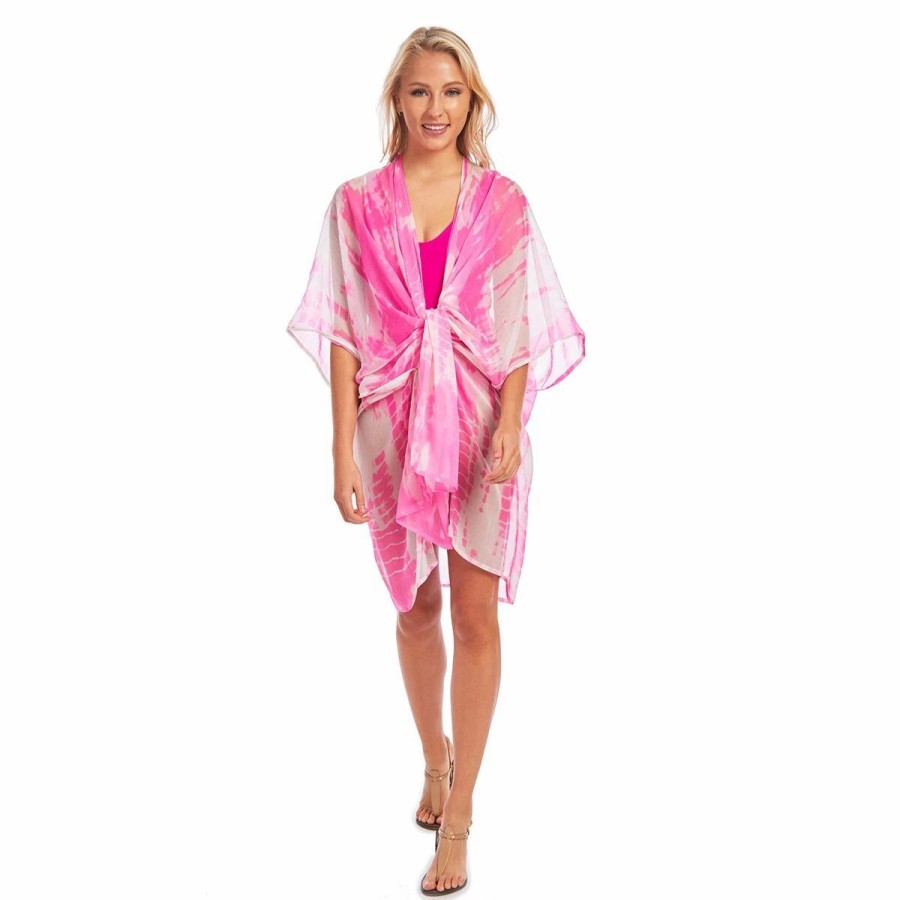 Swimsuits * | Swimsuits Juniors Cyn & Luca Chiffon Tie Dye Kimono Cover Ups