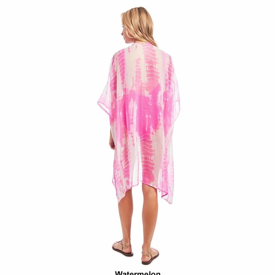 Swimsuits * | Swimsuits Juniors Cyn & Luca Chiffon Tie Dye Kimono Cover Ups