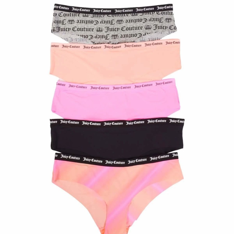 Underwear * | Underwear Juniors Juicy Couture 5Pk. Raw Edge Hipster Jc7242-5Pkad