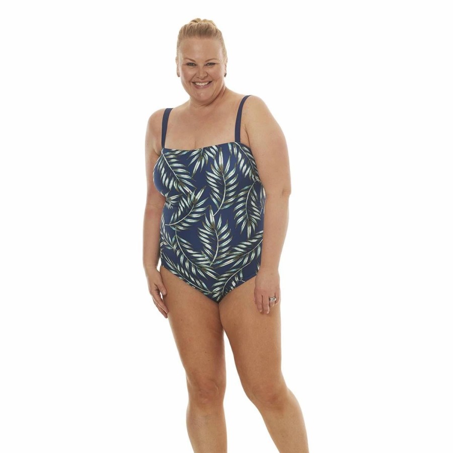 Swimsuits * | Swimsuits Plus Size Calypso Cove Square Neck One Piece Swimsuit