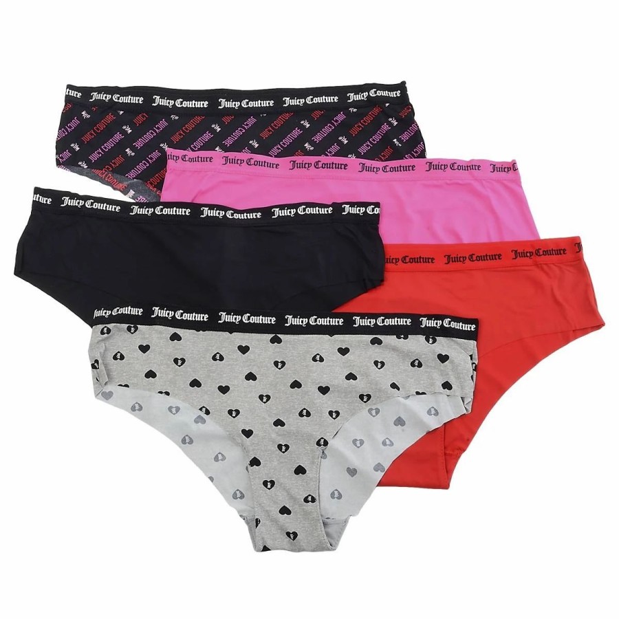 Underwear * | Underwear Juniors Juicy Couture 5Pk. Raw Edge Laser Hipster Jc7242-5Pkam