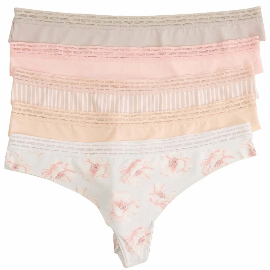 Underwear * | Underwear Womens Vince Camuto 5Pk. Vc Elastic Trim Thong Panties Vco83276