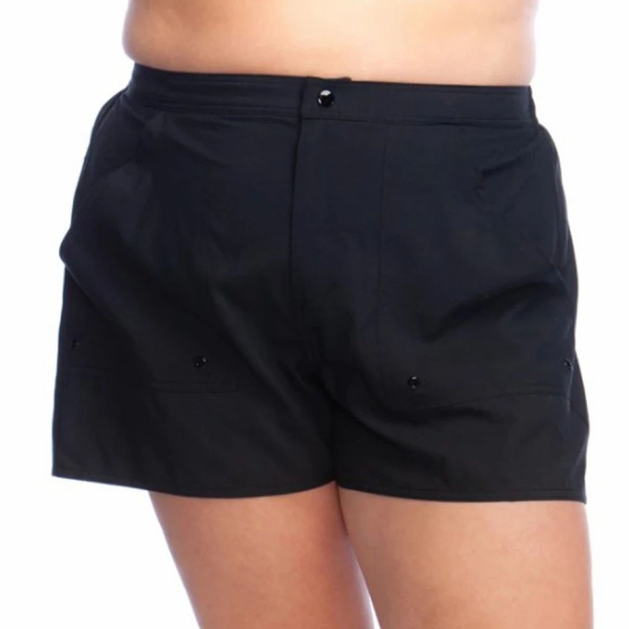 Swimsuits * | Swimsuits Plus Size Maxine Solid Woven Swim Boardshorts