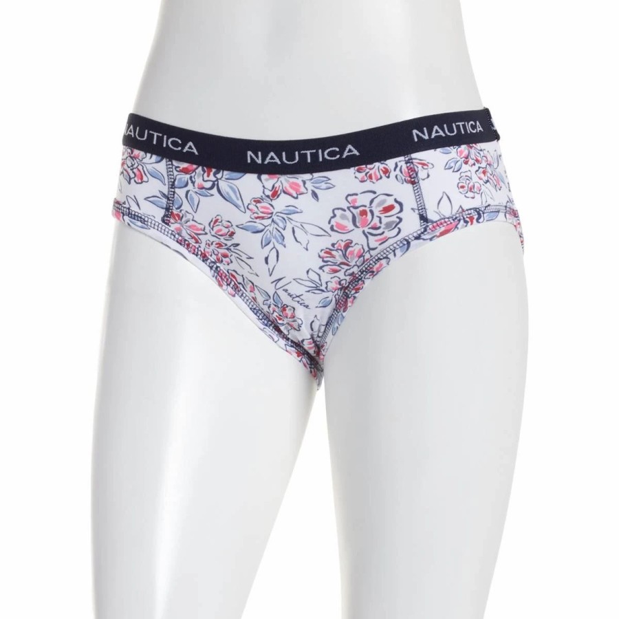 Underwear * | Underwear Womens Nautica Cotton Spandex Floral Hipster Panties Nt4430Ar