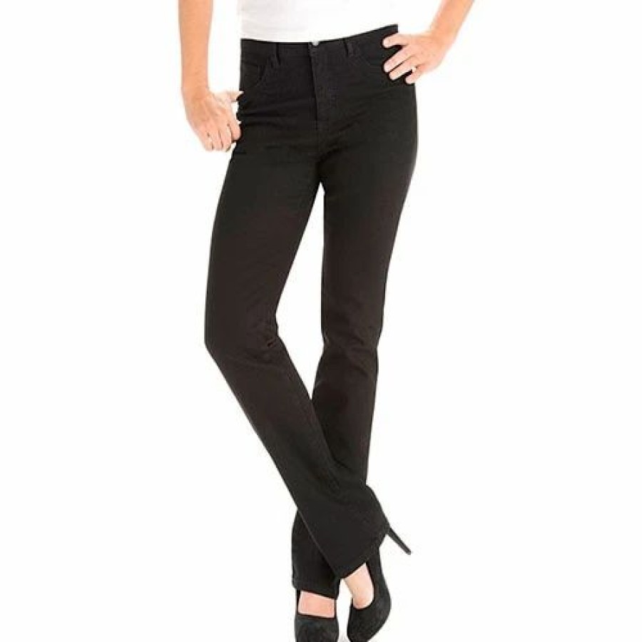 Jeans * | Womens Lee Monroe Straight Black Jeans Short