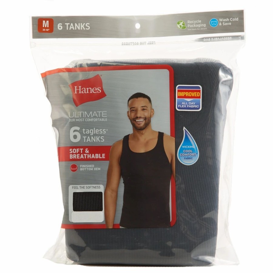 Underwear * | Underwear Mens Hanes Ultimate 6Pk. Comfortsoft Dyed Tanks