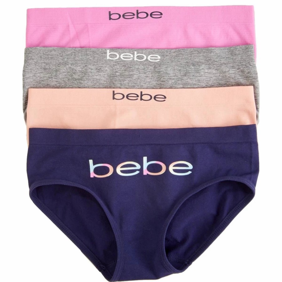 Underwear * | Girls Bebe 4Pk. Seamless Logo Underwear