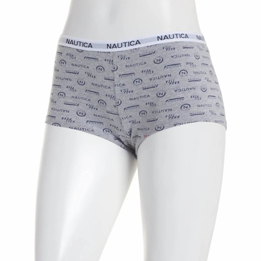 Underwear * | Underwear Womens Nautica Cotton Spandex Logo Boyshort Panties Nt4463Dp