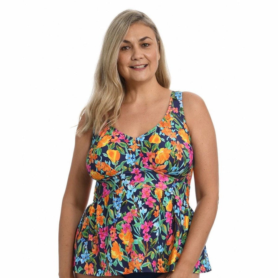 Swimsuits * | Swimsuits Plus Size Maxine Wildflower Empire Tankini Swim Top