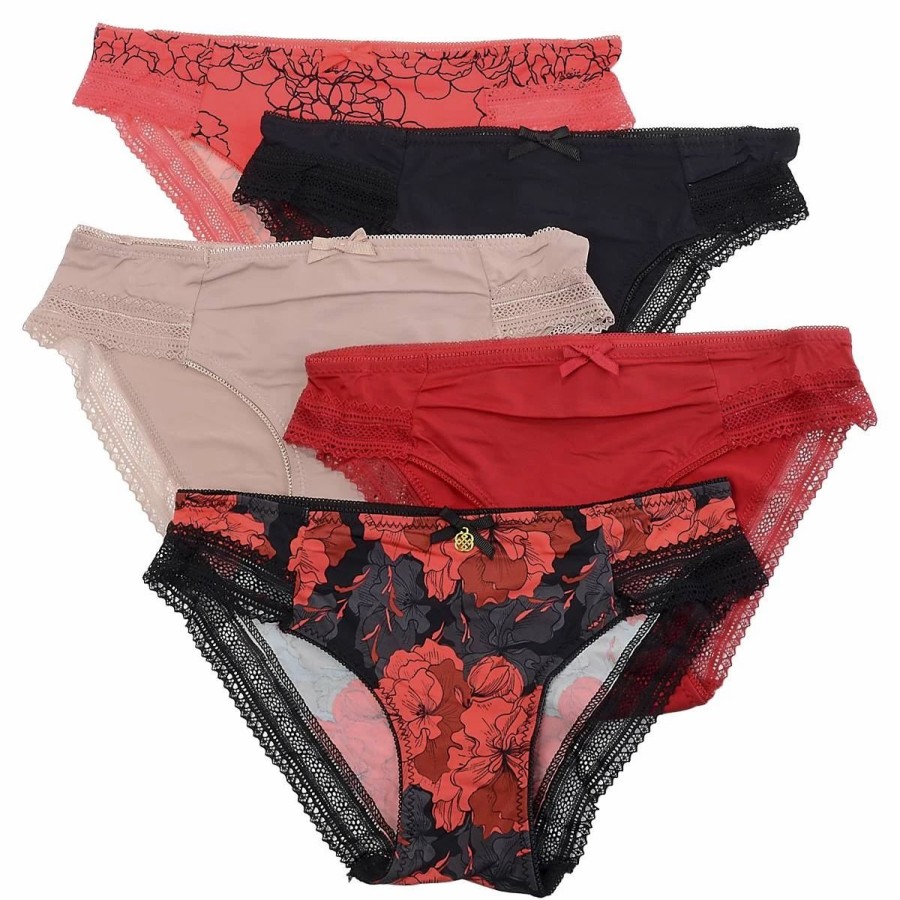 Underwear * | Underwear Womens Daisy Fuentes Fashion 5Pk. Micro & Lace Hipster-Df4515-5P