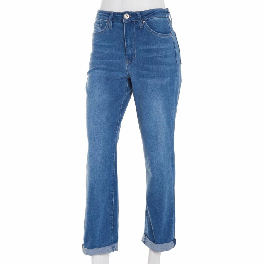 Jeans * | Juniors Ymi Mom Roll Cuff Jeans Medium Wash