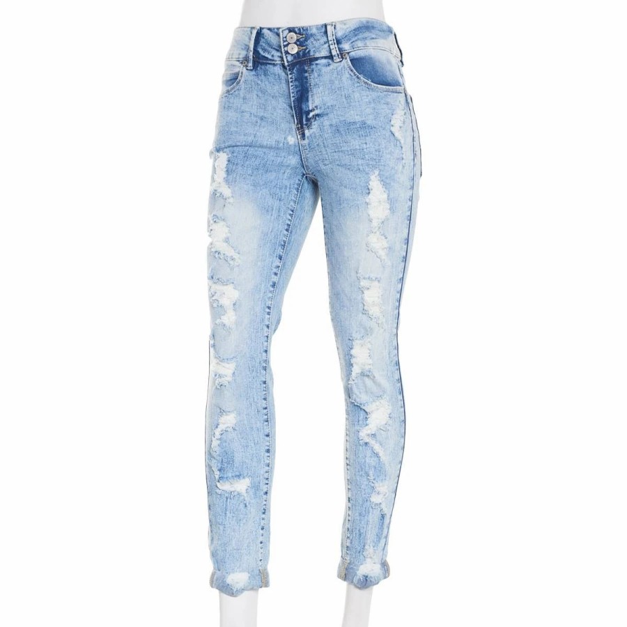 Jeans * | Juniors Almost Famous Two Button Roll Cuff Skinny Jeans