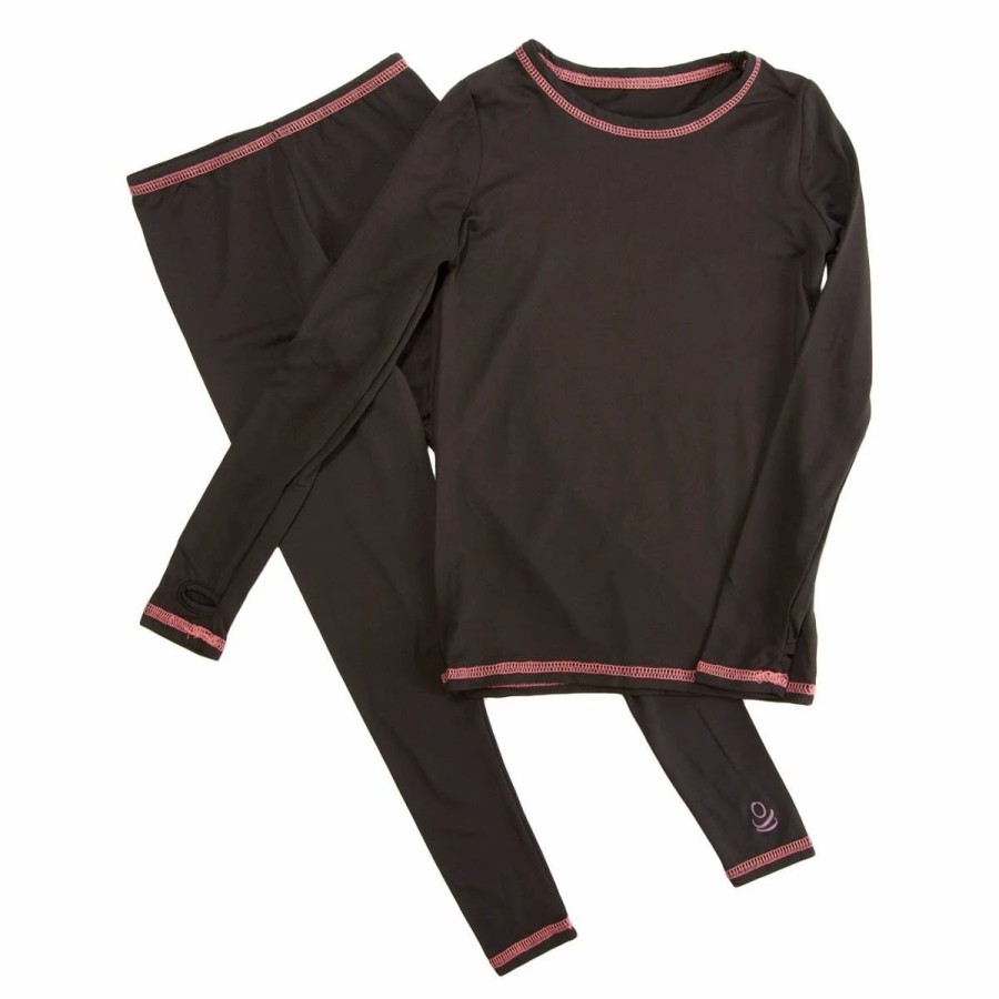 Underwear * | Underwear Girls (7-16) Cuddl Duds Comfortech Stretch Thermal Set Black