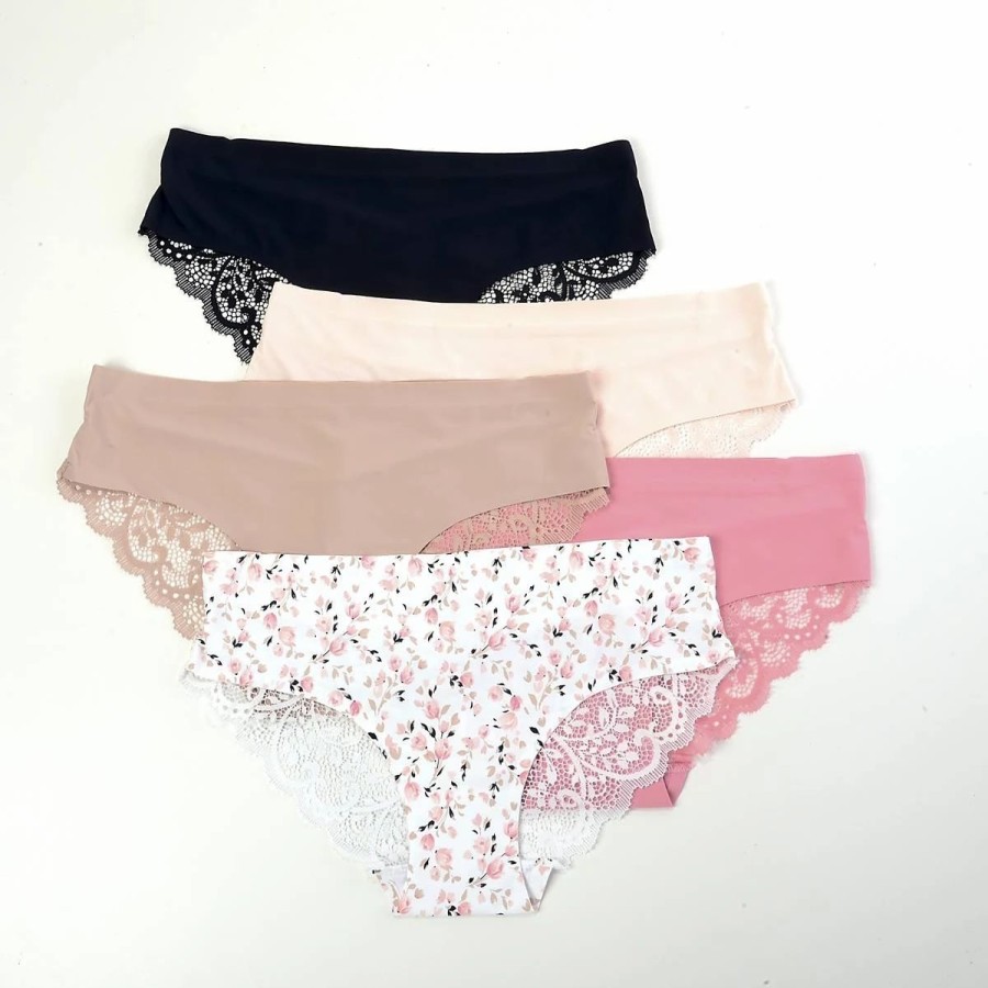 Underwear * | Underwear Womens Laura Ashley 5Pk. Laser Hipster Panties W/Lace-S9260-5Pkh