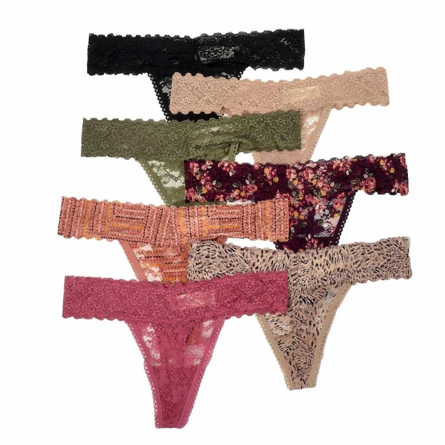 Underwear * | Underwear Womens Jessica Simpson 7Pk. Lace Thong Panties-Js91079Cbv