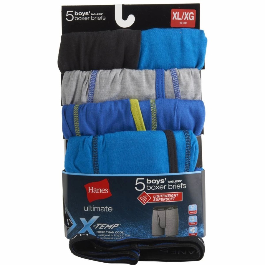 Underwear * | Underwear Boys (8-20) Hanes Ultimate X-Temp 5Pk. Boxer Briefs