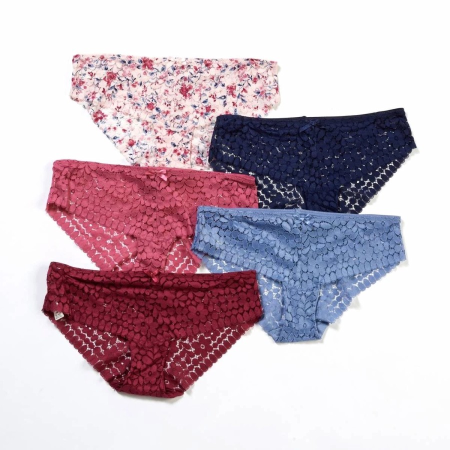 Underwear * | Underwear Womens Laura Ashley 5Pk. Floral Lace Hipsters Ls2857-5Pkfv