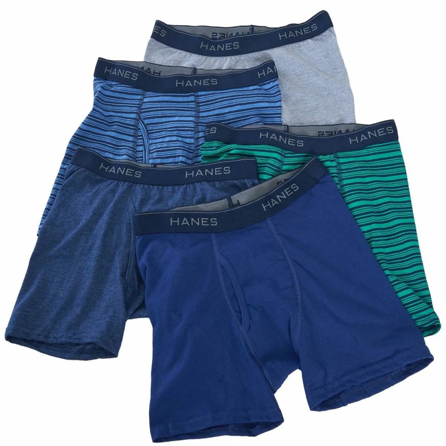 Underwear * | Underwear Boys (8-20) Hanes Ultimate 5Pk. Striped Boxer Briefs