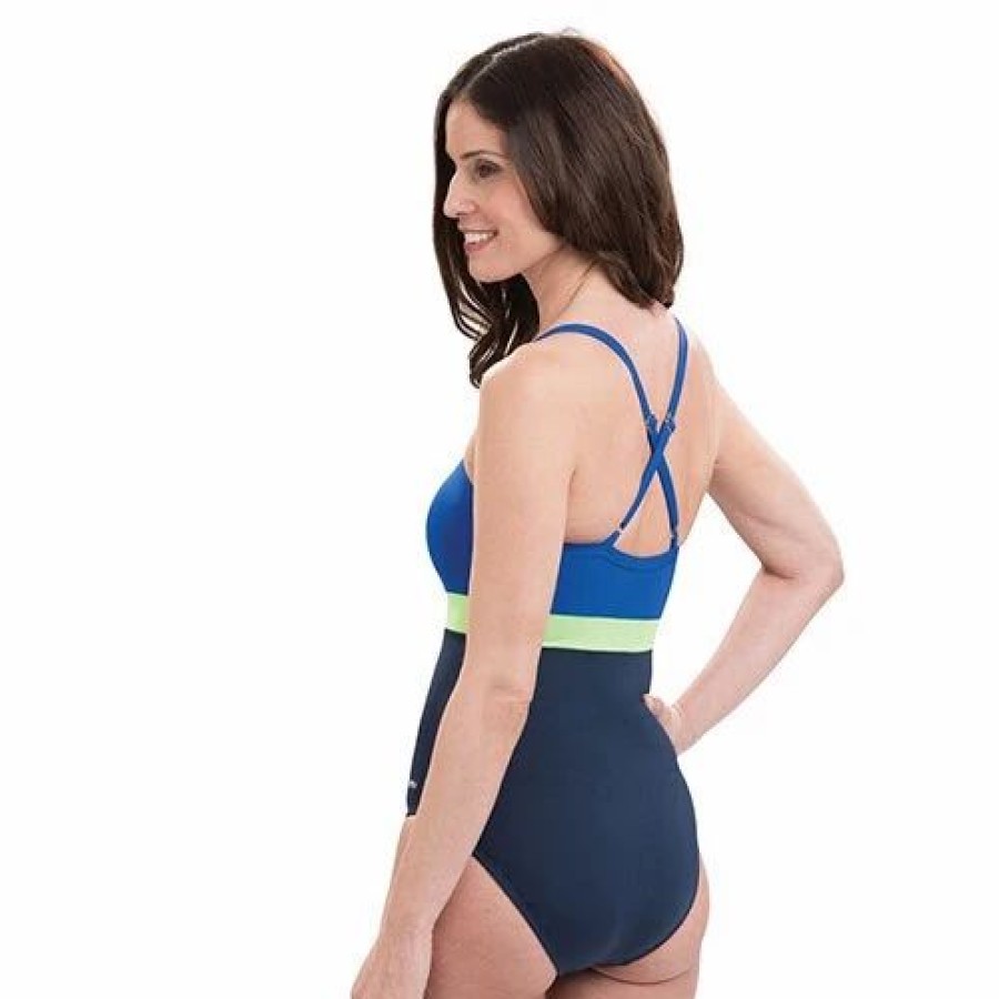 Swimsuits * | Swimsuits Womens Dolfin Aquashape X-Back Color Block One Piece Swimsuit