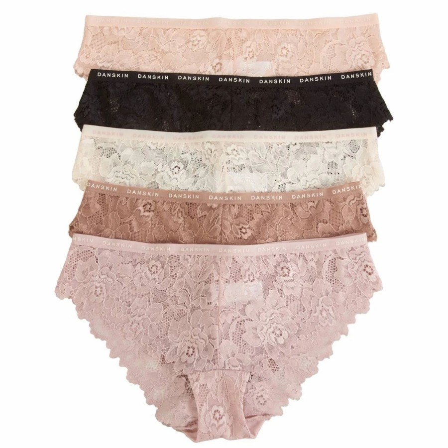 Underwear * | Underwear Womens Danskin 5Pk. Lace Tanga Panties Ds3229-5Pka