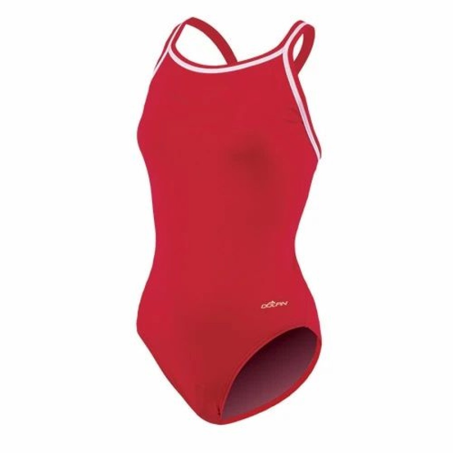 Swimsuits * | Swimsuits Womens Dolfin Team Solid Dbx Back One Piece Swimsuit Red